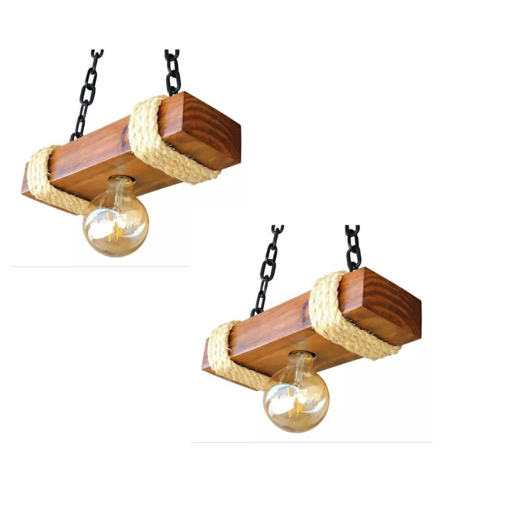 Kit de 2 Luminária rustica em madeira, para 1 Lâmpada