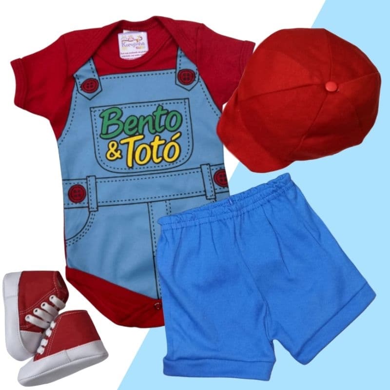 Body Bebê Temático Bento e Totó Fantasia Mesversário Ítens Opcionais