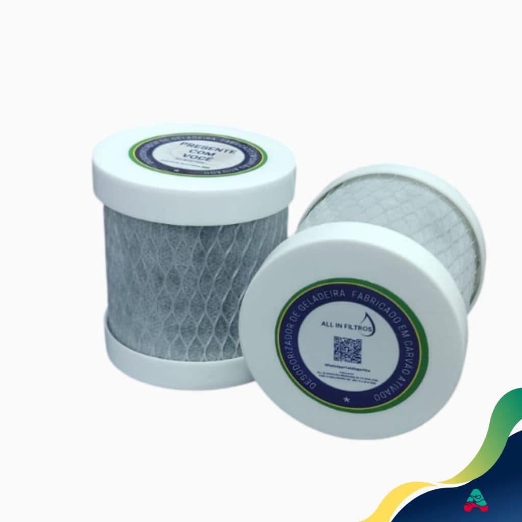 Tira Cheiro Geladeira Kit 2 Pçs Desodorizador Neutralizador Anti Odor Carvão Ativado Carbon block ALL IN FILTROS
