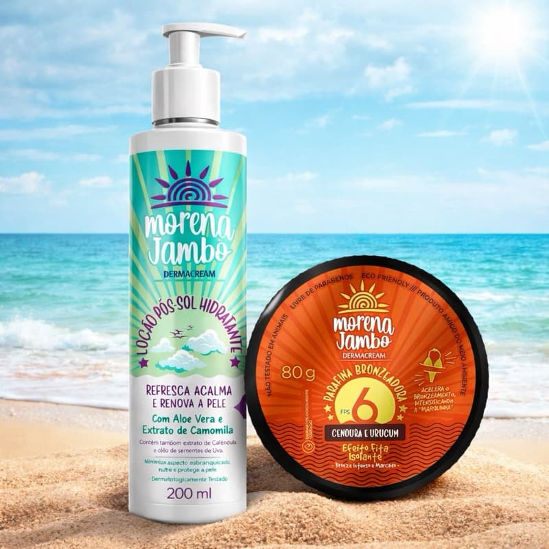 kit Parafina Bronzeadora Morena Jambo + parafina FPS 6 - Dermacream 80g