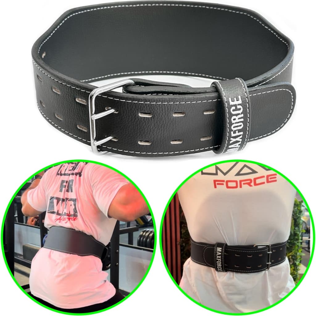 Cinturão de Couro Fivela Treino agachamento Academia Max Force
