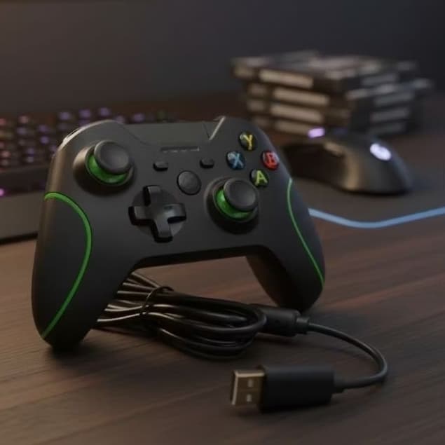 Controle Gamer Tipo Xbox ONE - COM FIO - 2.2 metros PC Computador Altomex X01 / AL-6113
