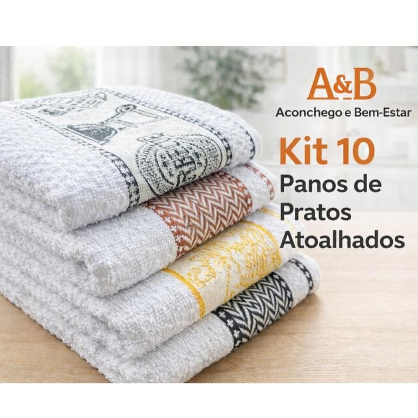 Kit 10 Panos de Prato Jacquard 40 x 60 Atoalhado Toalha Copa Cozinha