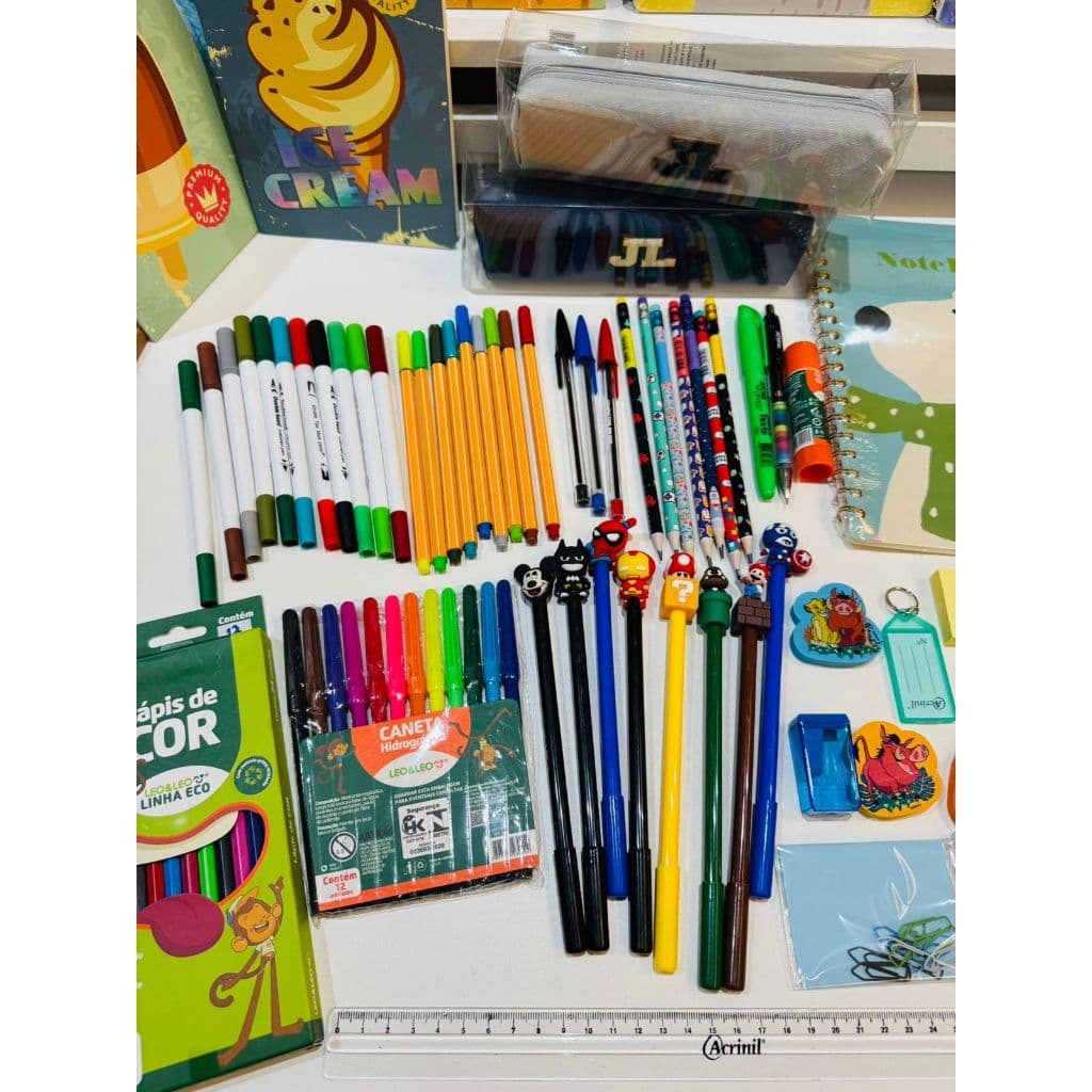 Kit Material Escolar Masculino Completo 45 / 60 Itens Volta As Aulas 2026 Menino