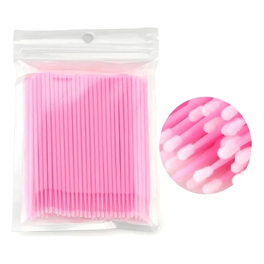 1000 Microbrush Cotonete Alongamento Cilios Fio A Fio lash limpeza cilios Rosa