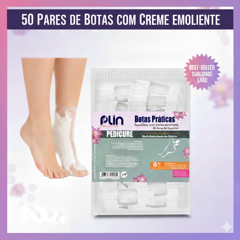 Bota Com Creme Emoliente Amolecedor Cuticula Descartavel 50