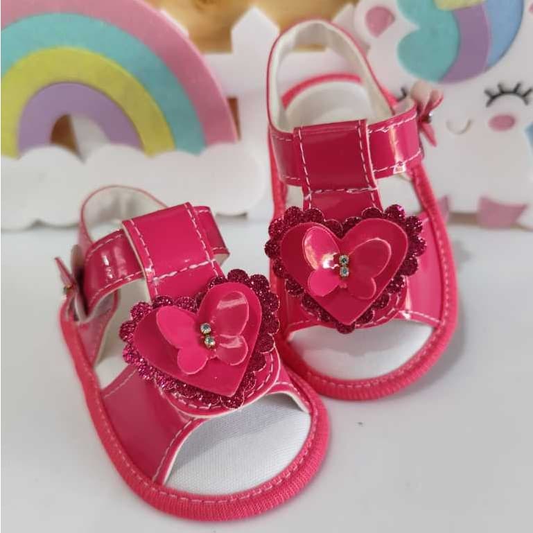 Sandália Para Menina  Luxo 0 a 12 Meses Pink Coraçao
