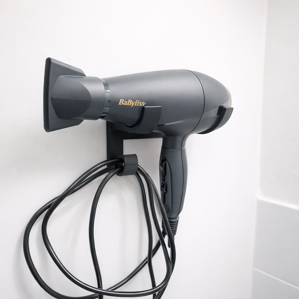 Suporte para Secador de Cabelo de Parede Organizador de Banheiro Porta Secador