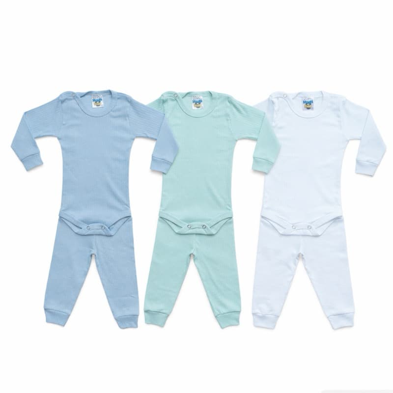 Kit Conjunto Bebê 6 Peças Menino Body e Calça Malha Algodão