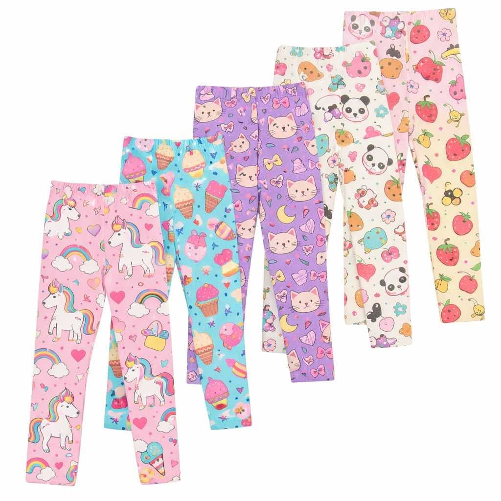 Kit 5 un. Calças Leggings de Cotton para Meninas tamanho 01 ao 16