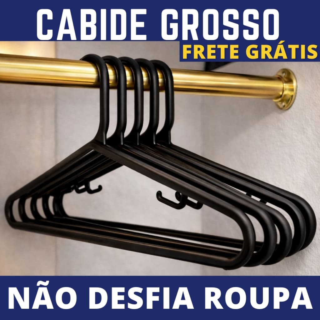 Cabide Preto 15 Cabides com Suporte blusinha e calcinha