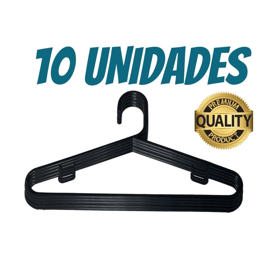 Cabide Preto Reforçado kit 10 unidades ADULTO