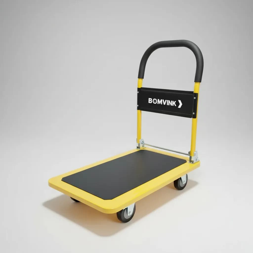 Carrinho de Mão Plataforma Grande de Aço Reforçado Resistente Portátil para Transporte até 300 Kg Bomvink