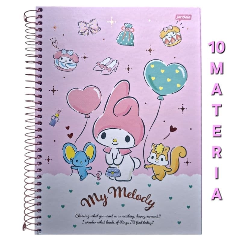 My melody Caderno 10-Matérias 160 fls My melody Caderno Personalizado Jandaia, Escolar/ Universitário
