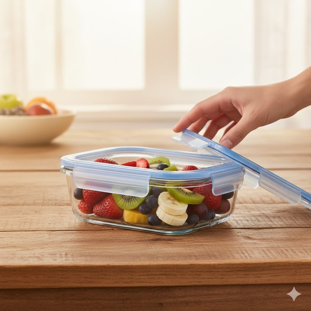 Pote Hermetico Retangular Vidro 370ml Estanque Organizador Cozinha Conservacao Alimentos