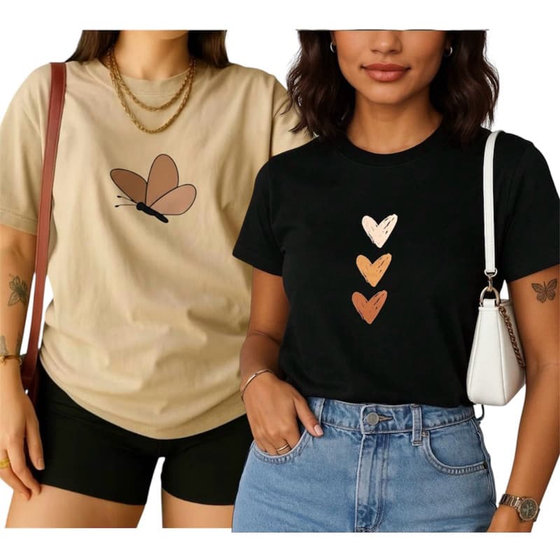 KIT 2 CAMISETAS FEMININA, T-SHIRT FEMININA MALHA PREMIUM 100% ALGODÃO