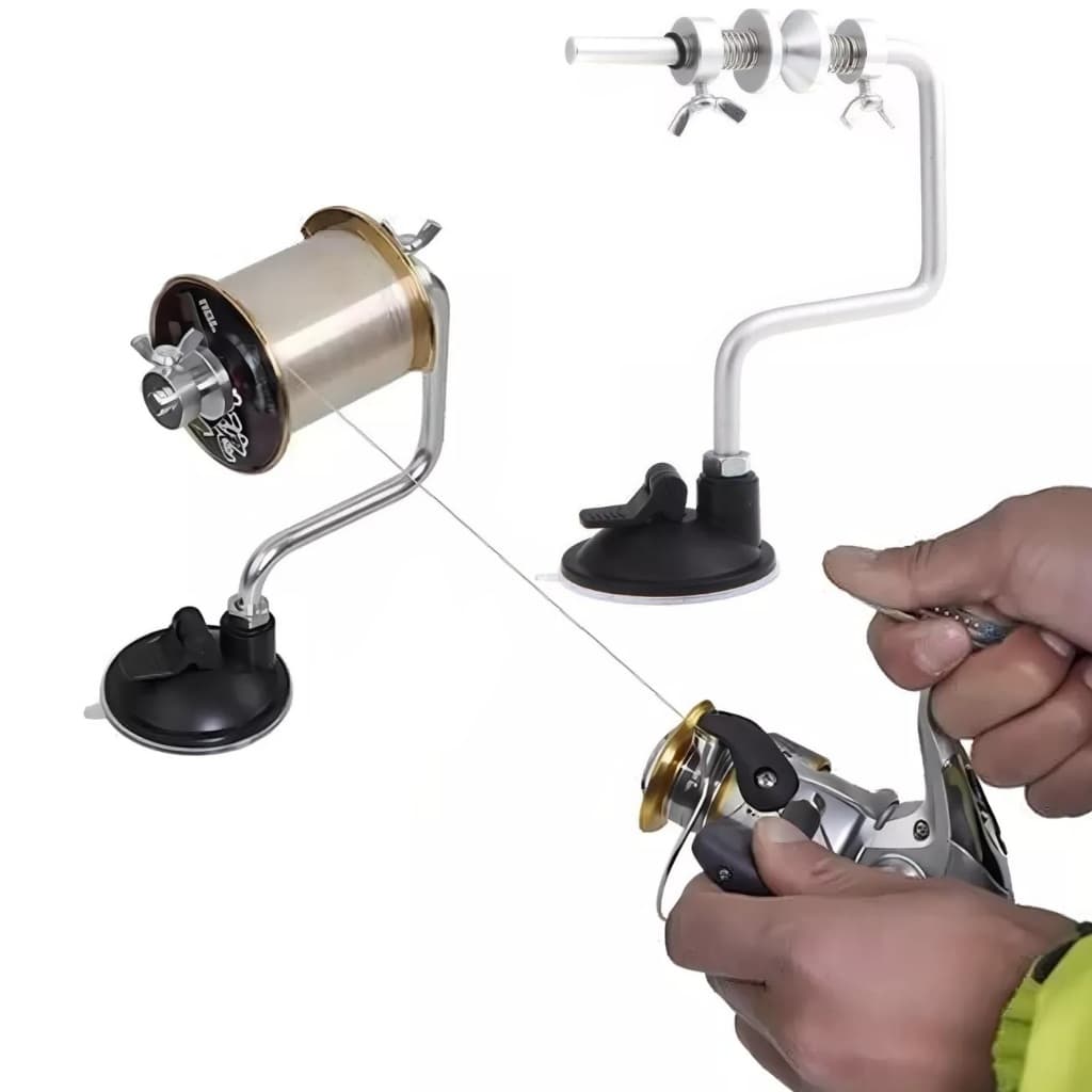 Suporte tencionador Enrolador de Linha com Ventosa  Pesca Carretilha Molinete Bancada Ajustável Portátil