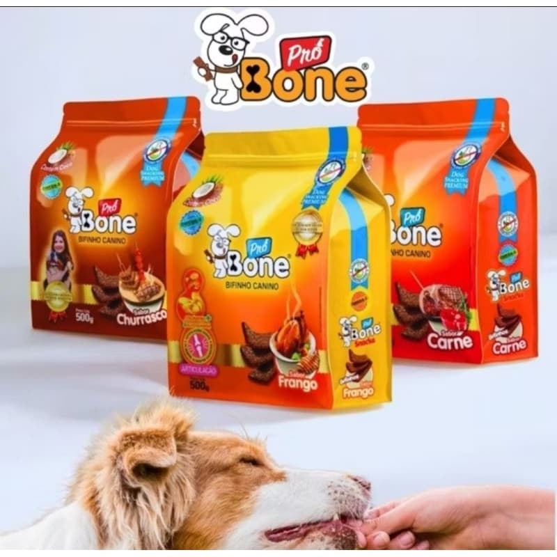 Kit Bifinho Pró Bone Carne Churrasco e Frango 3Un 500g
