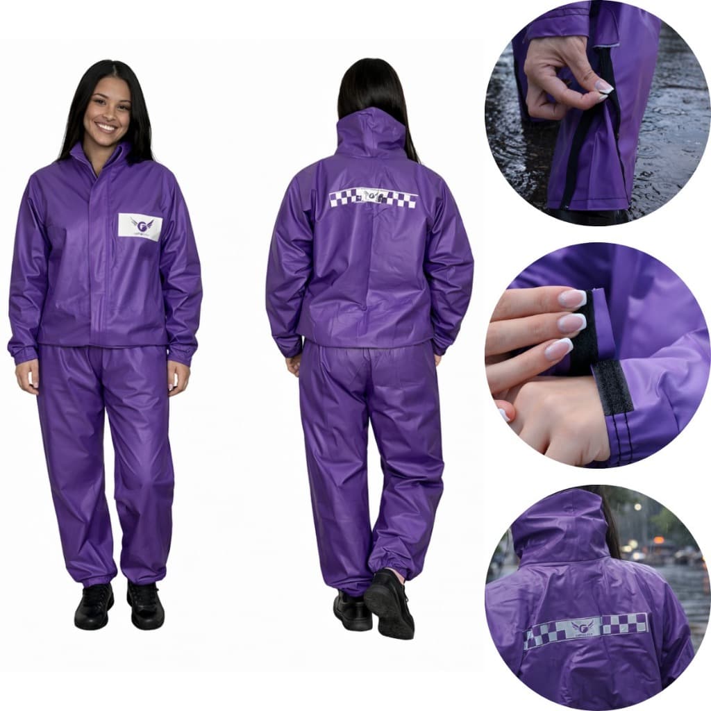 Capa de Chuva Moto Impermeável Fly Jaqueta + Calça com Faixas Refletivas + Brinde Redinha