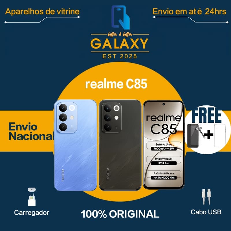 Celular Realme C85 4G, Tela LCD 6.8", Bateria 7000mAh, Câmera 50MP, Versão Global Original