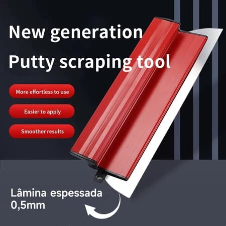 Desempenadeira 25/40/60cm Aço Inox com Lâmina Flexível Lisa Para Massa Corrida com Troca de Lâmina