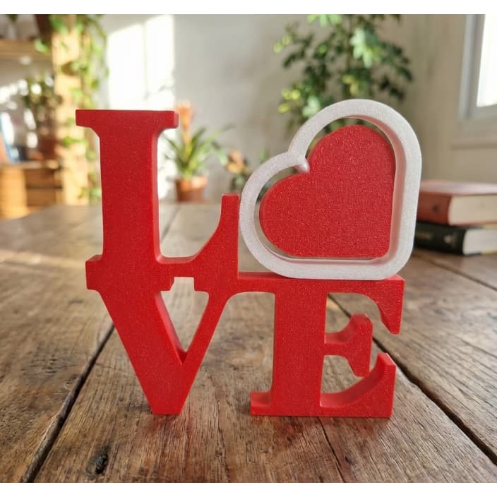 Letreiro LOVE com Coração Giratório ❤️ Decoração Criativa 3D em PLA 12x12cm 🎁