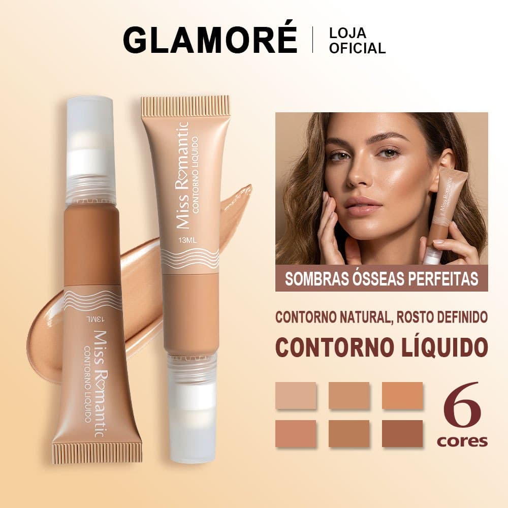 Contorno Líquido Miss Romantic Alta Pigmentação Longa Duração Maquiagem Profissional Face 13ml