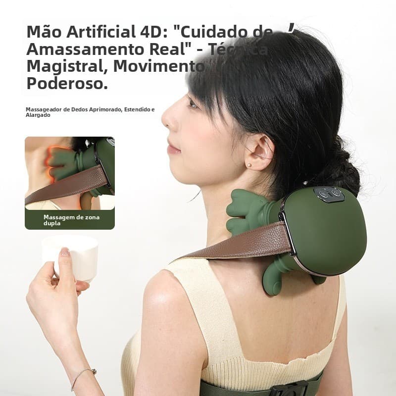 Massageador Elétrico Portátil Alívio P/ Pescoço 3 Intensidades + Aquecimento Infravermelho