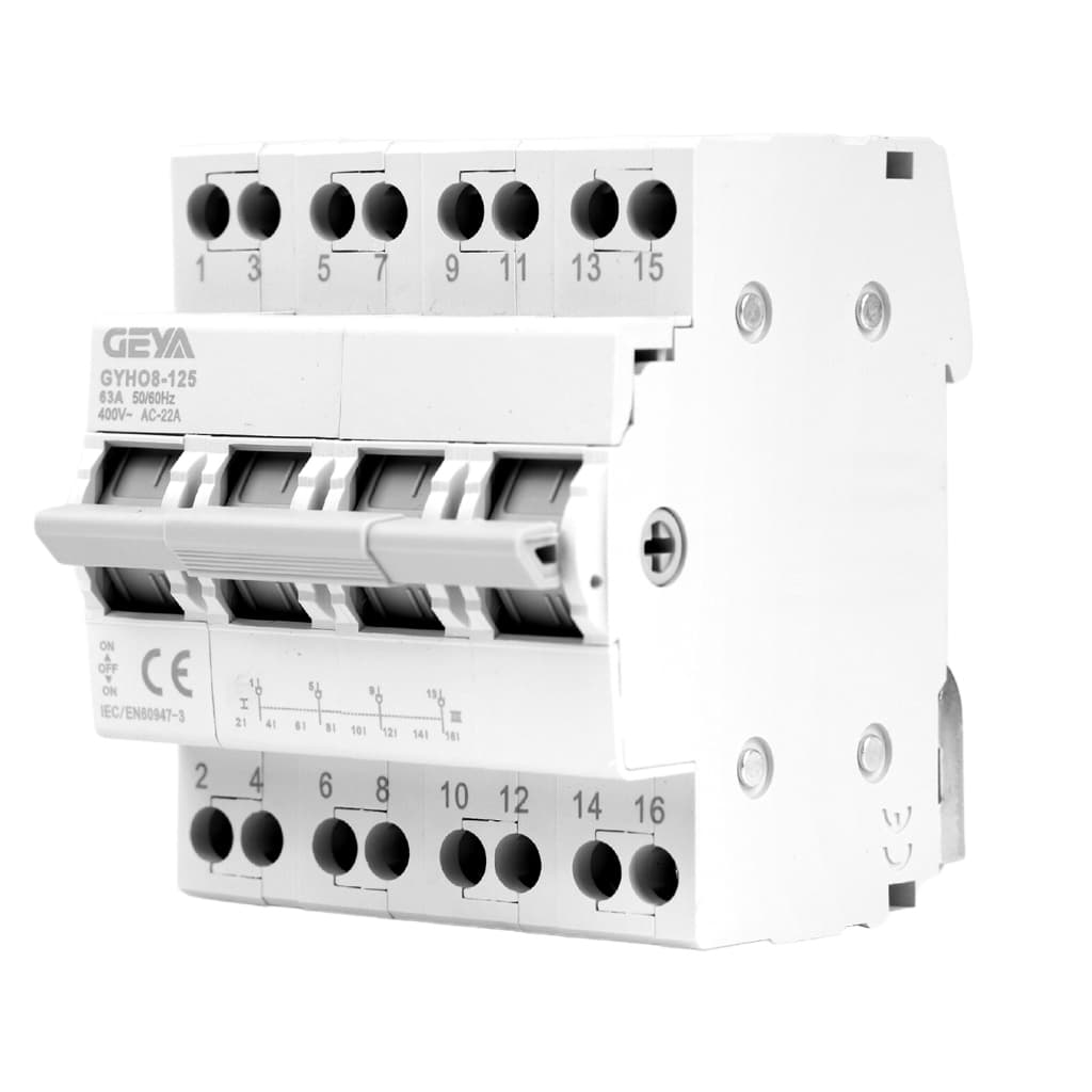 GEYA Chave de transferência de energia dupla miniatura para trilho DIN 1P 2P 3P 4P 230AC 400AC 63A