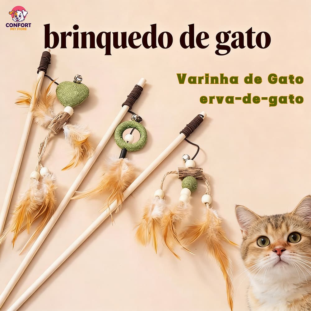 Varinha para gatos, brinquedo para gatos, brinquedo para gatos com catnip Varinha de Gato Varinha Pena Gato