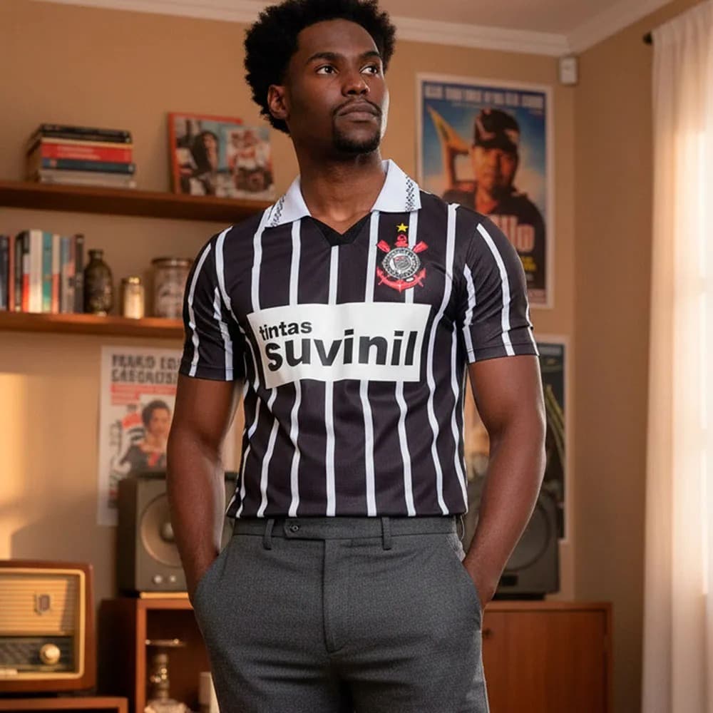 Camisa Do Corinthians Listrada Retrô 1995 Suvinil Masculina Camisa Corinthians Futebol Original