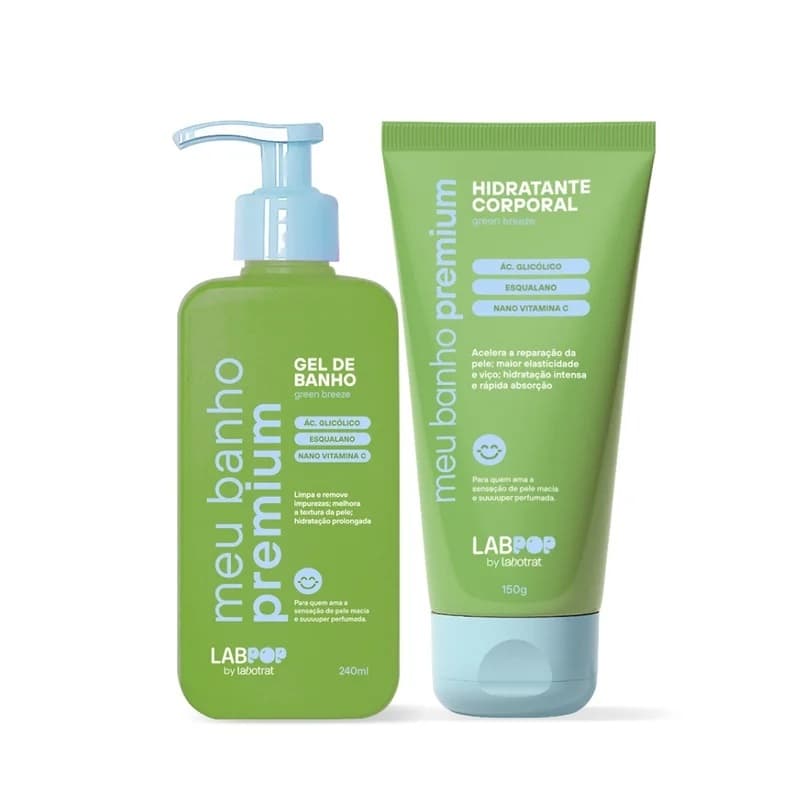 Kit Gel De Banho Green Breeze Limpa Hidrata + Hidratante Corporal Meu Banho Premium Green Breeze LabPop by Labotrat