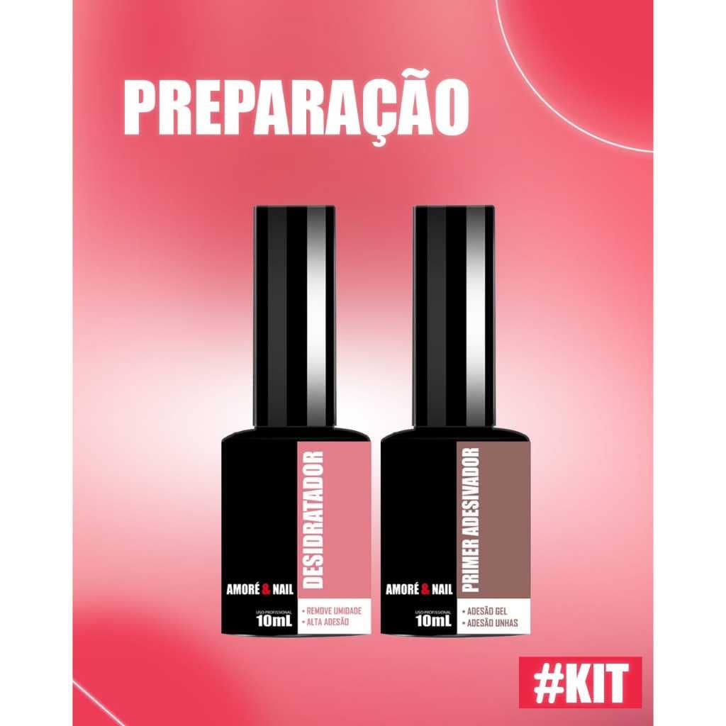 Kit 2 Preparadores De Unhas Prime Adesivador 10ml / Desidratador 10ml AMORÉ&NAIL Luxo