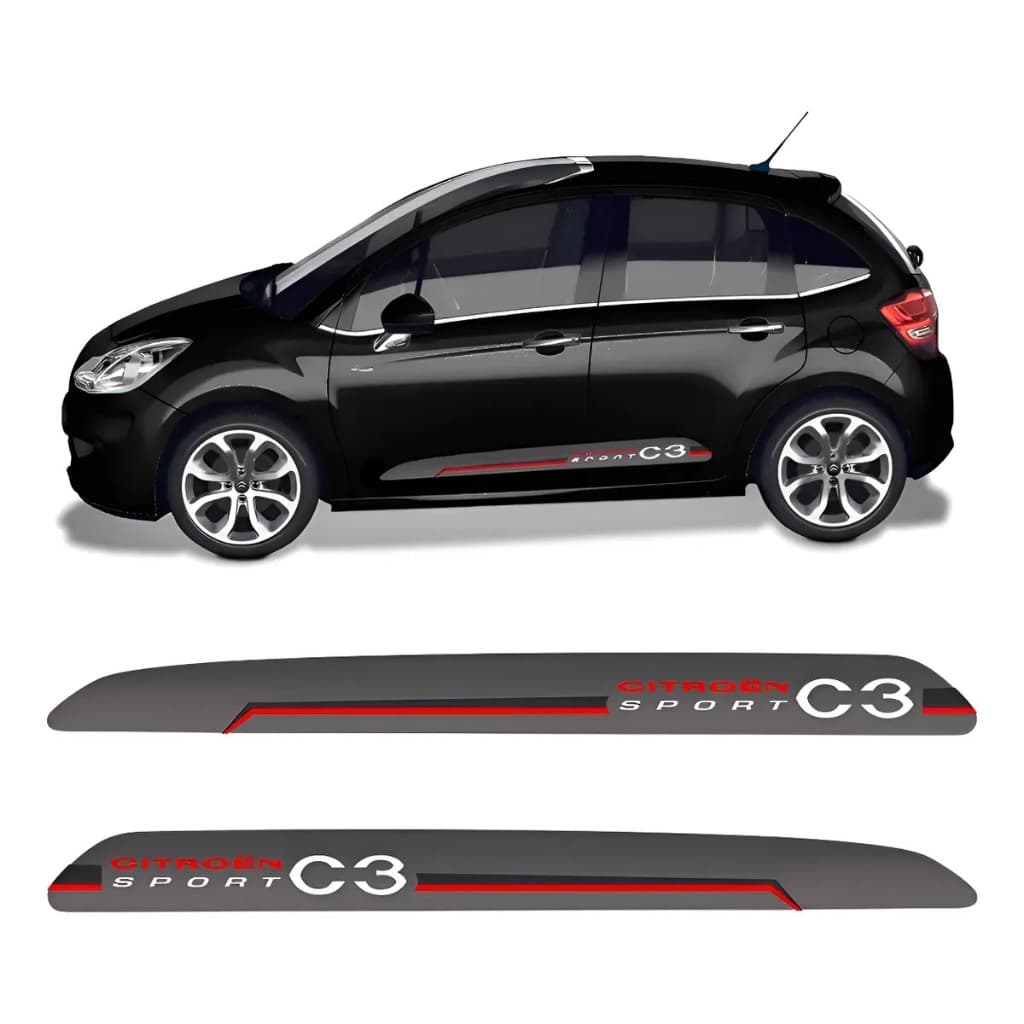 Kit Adesivo Faixa Lateral Citroën C3 Sport Vermelho