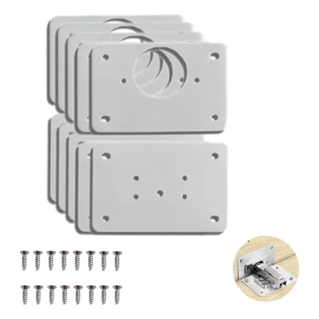 Kit 24 Un Placa Reparo Dobradiça Porta Armário Móveis Fixo