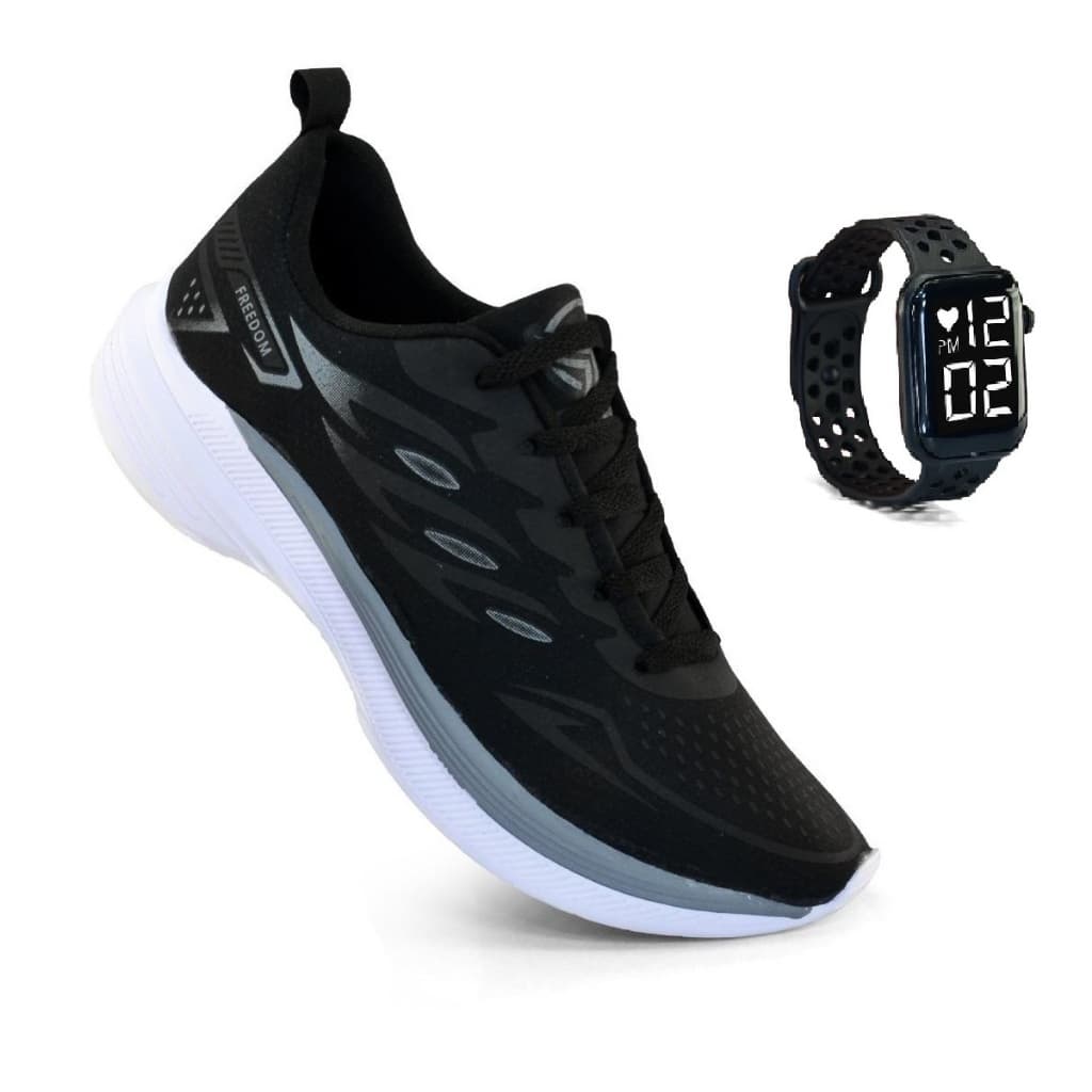 Tenis Masculino  + Relogio Esportivo Caminhada Corrida Treino Versatil Macio e Leve Promoção