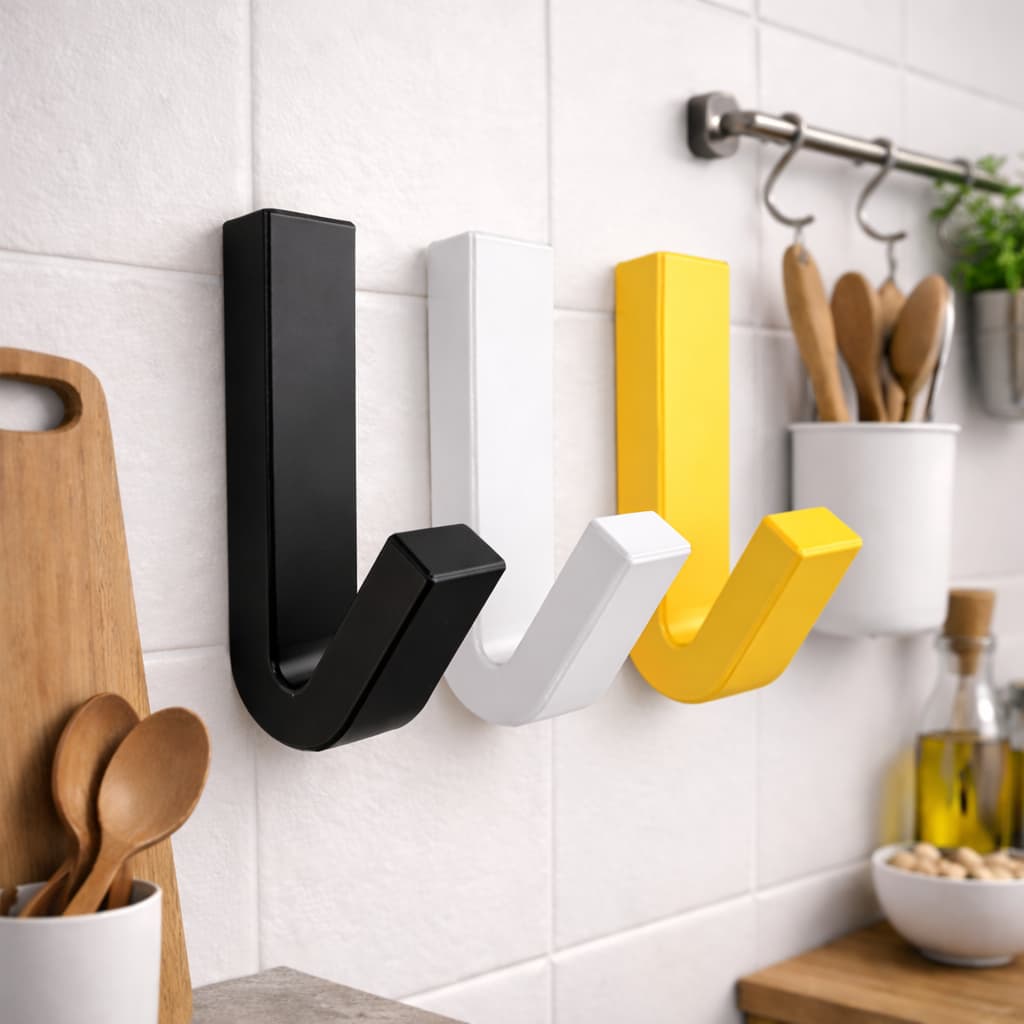 Gancho Com Adesivo Dupla Face Forte para Parede Suporte Resistente para Toalhas de Banheiro e Cozinha