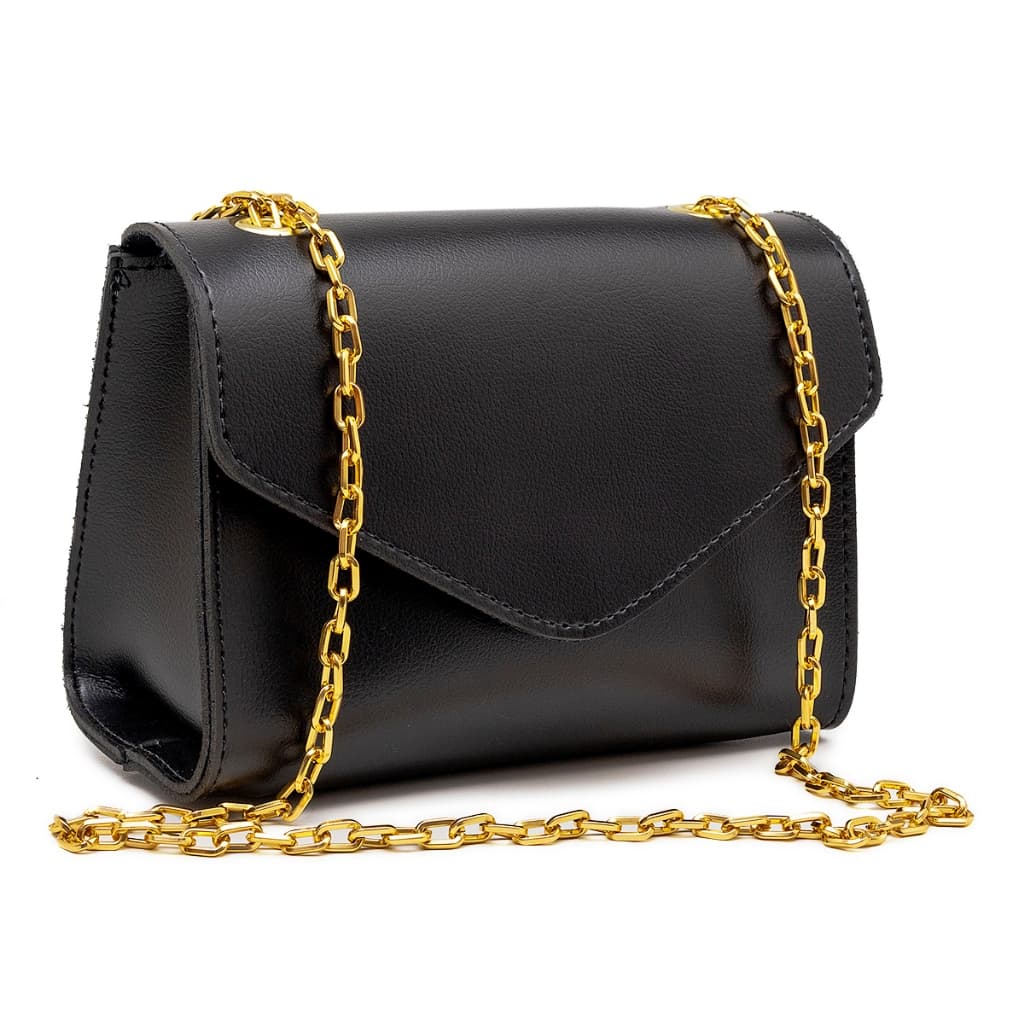 Bolsa Feminina Pequena com Alça de Corrente Dourada Estilosa Mulher Casual