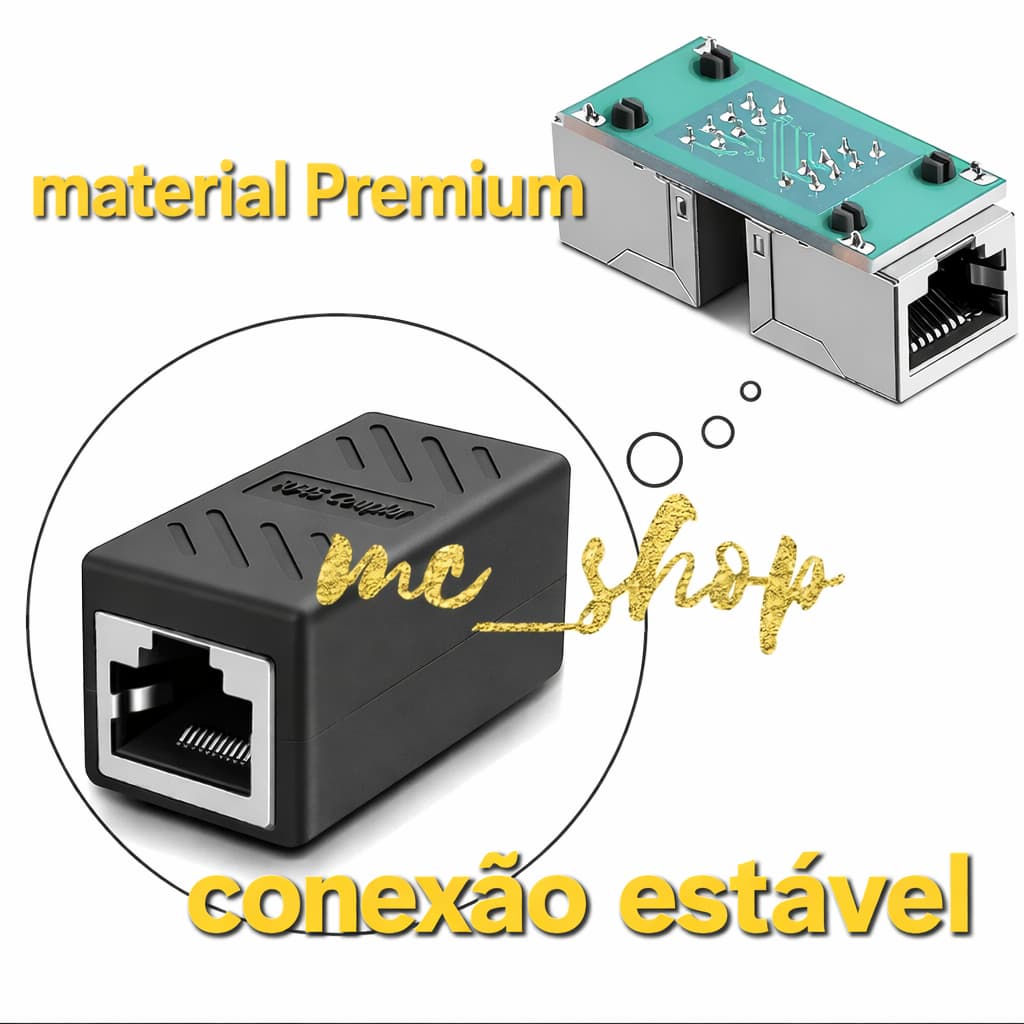conector extensor emenda rj45 profissional para cabo de rede cat5 cat6 cat7 - premium