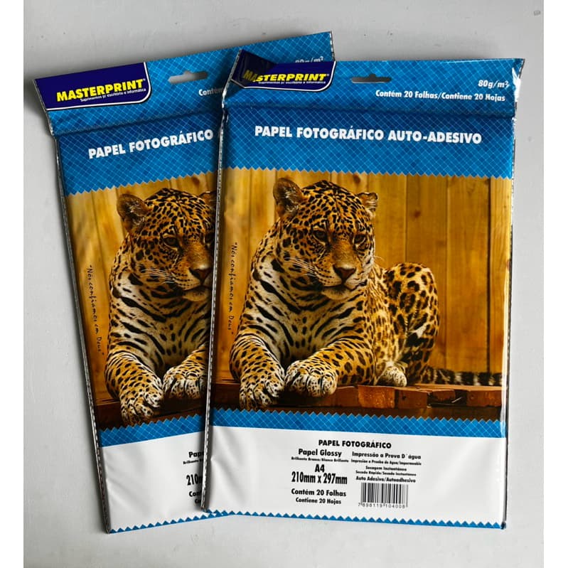 Papel Fotográfico Adesivo 80g A4 Masterprint | 40, 50, 60, 80 ou 100 Folhas | Etiquetas e Rótulos