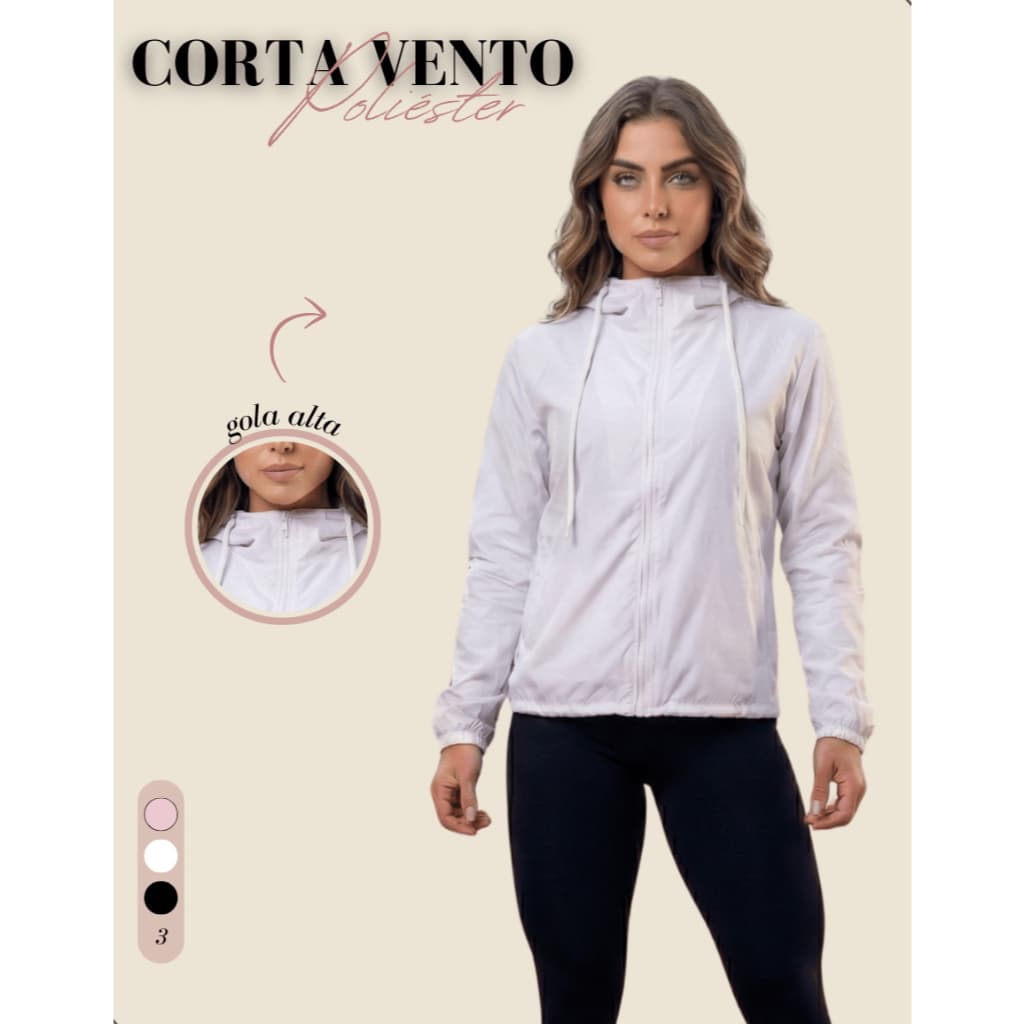Corta Vento Jaqueta Casaco 100% Forrada Feminino Com Capuz Academia Esporte Ar Livre
