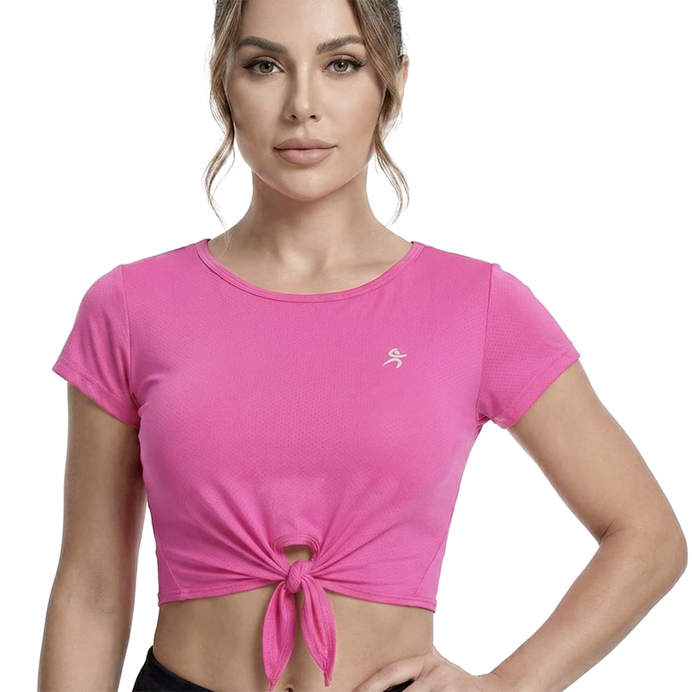 Blusa Cropped Fitness Feminina Drayfit Ajustável Amarada Manga Academia Treino