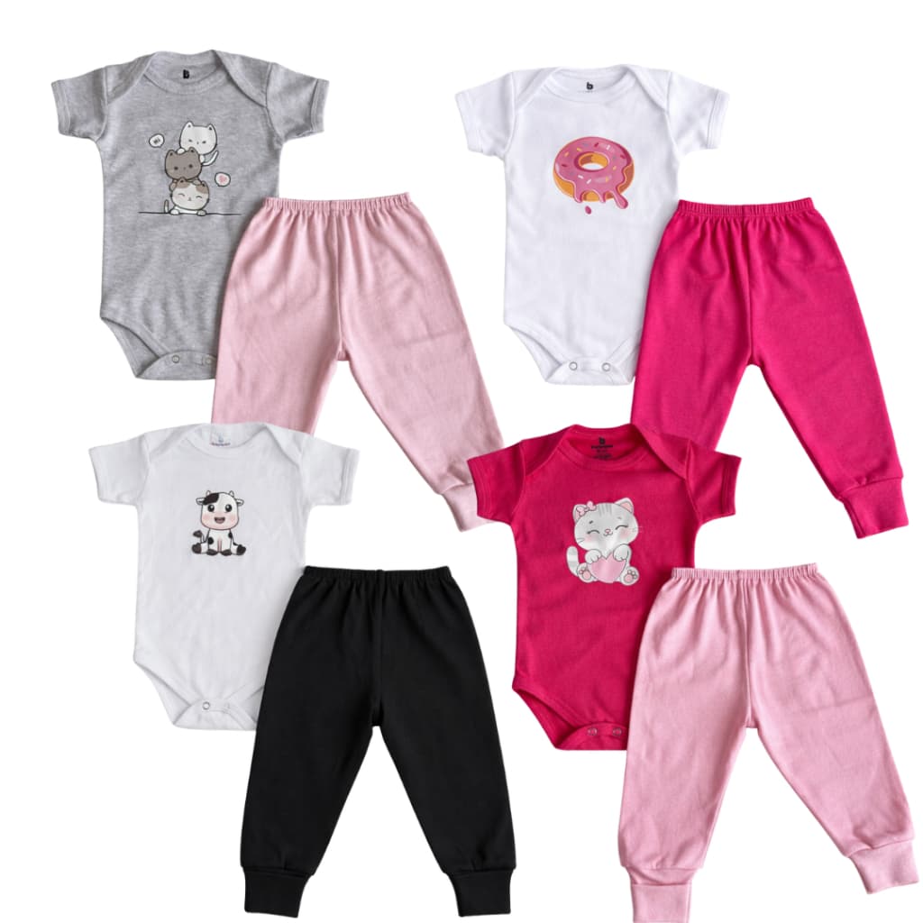 Conjuntos de Bebê Menina Infantil Estampados 100% Algodão.