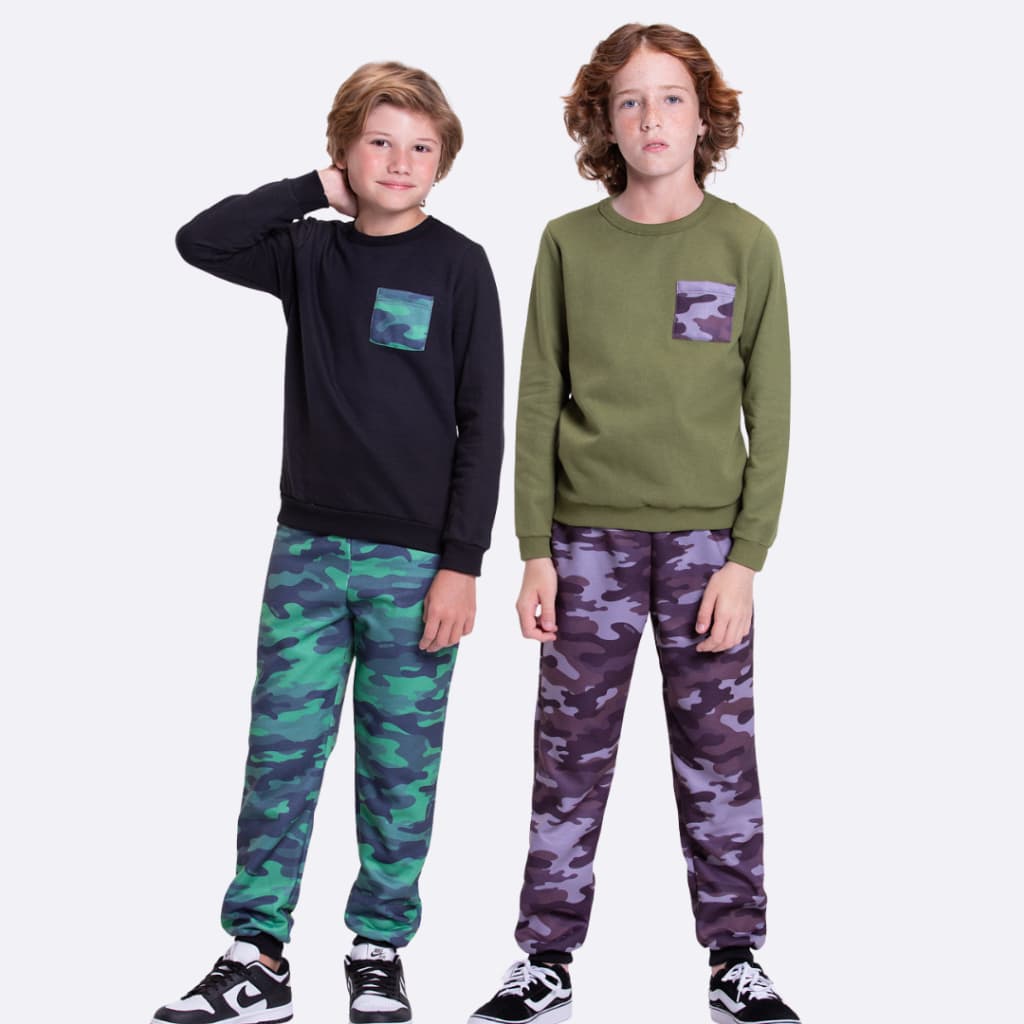 Conjunto Moletom Infantil Masculino Camuflado