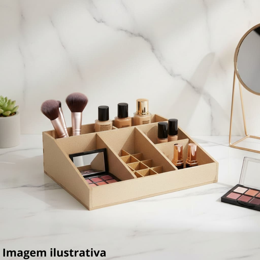 Porta Maquiagem Organizador Aberto 32x26x10 em MDF 6mm para Pintura e Customização