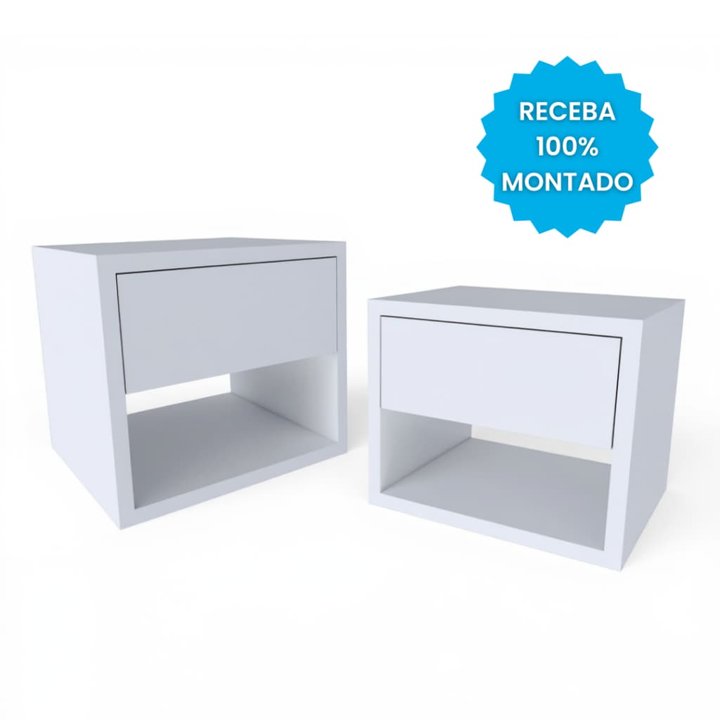 Kit 2 Mesa de Cabeceira de Cama Com Gaveta e Nicho Criado Para Quarto
