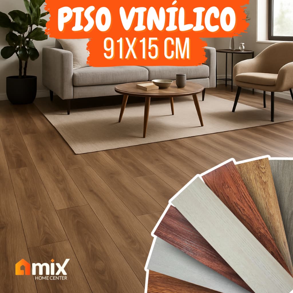 Kit 36 Pisos Vinílico 5m² Com Cola Moderno Madeira Antiderrapante Lavável