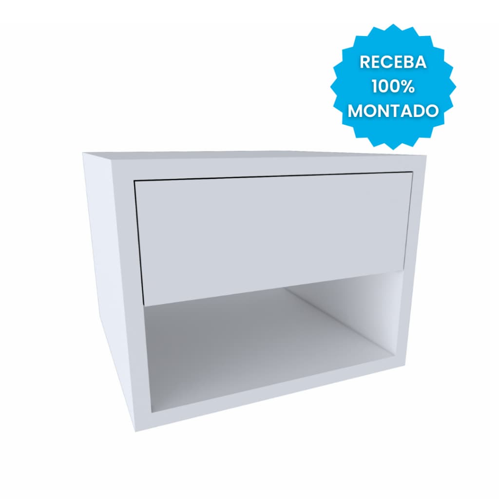 Mesa de Cabeceira Com Gaveta e Nicho Para Quarto Branco