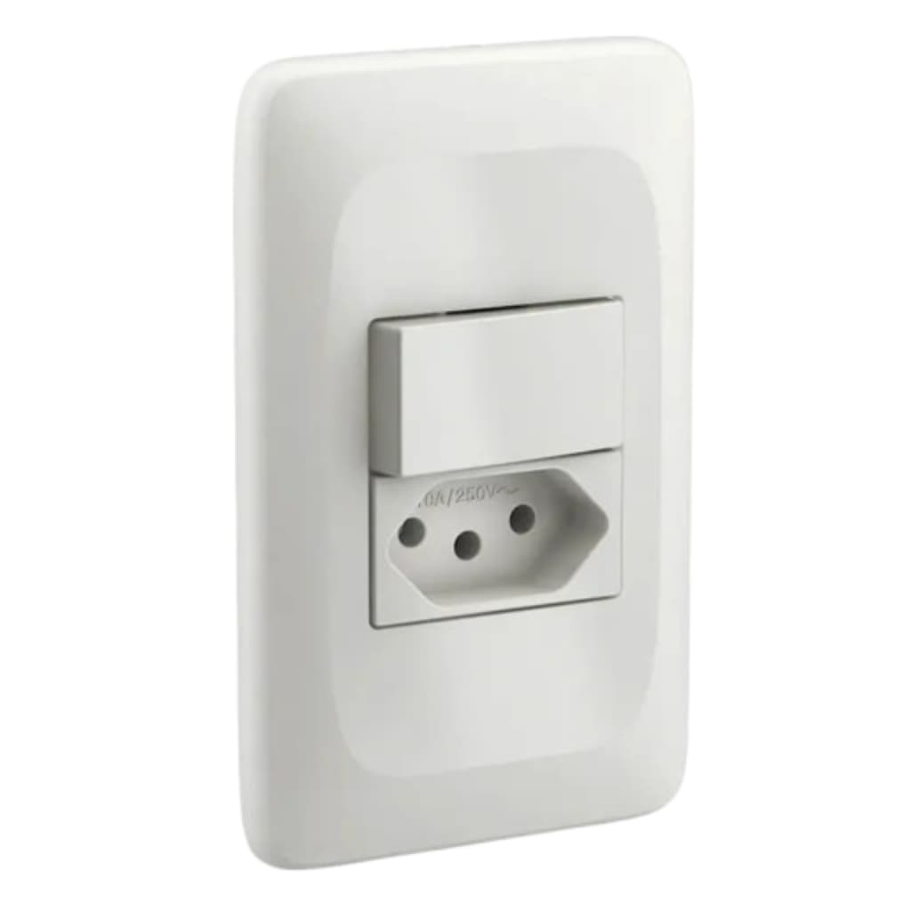 Interruptor Simples + Tomada 20a 250v 4x2 Lorenzetti Zuli Branco