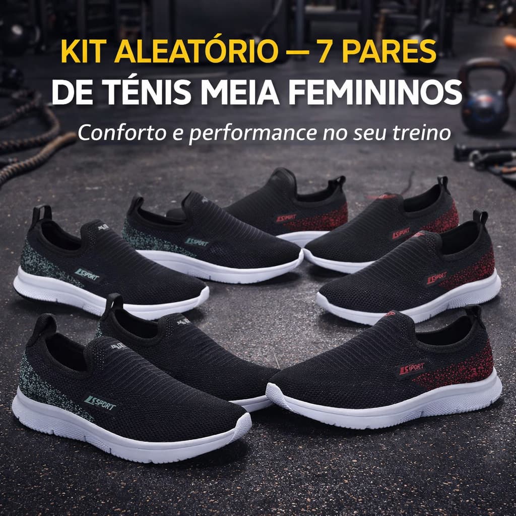 Kit 7 Pares Tênis Feminino Slip Casual e Confortável para o Dia a Dia